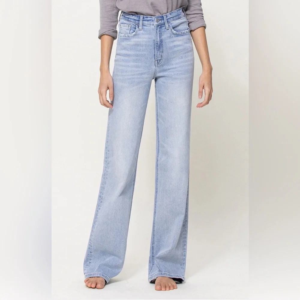 NEW Flying Monkey 90’s High Rise Stretch Flare Wide Denim Jeans Classic Trendy